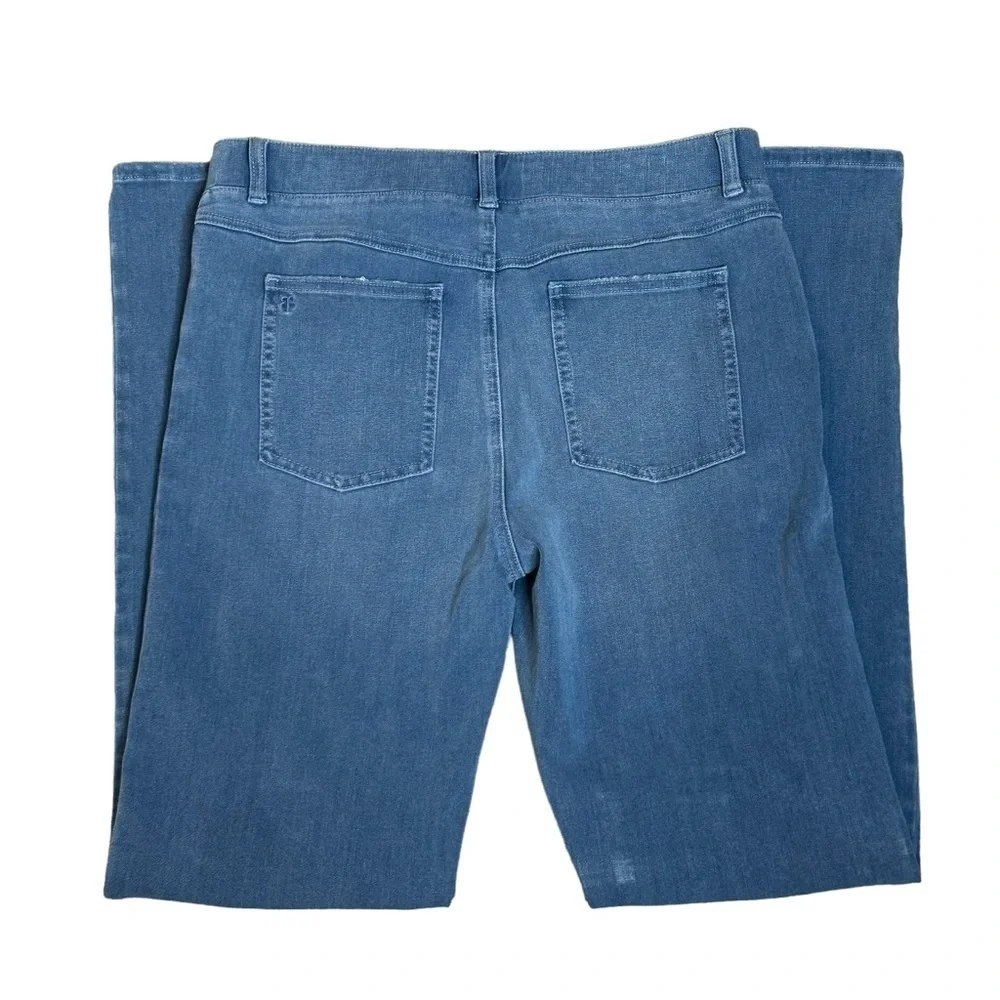 BETABRAND Denim blue jeans Pull on Straight leg 4 pocket Stretchy Size Large